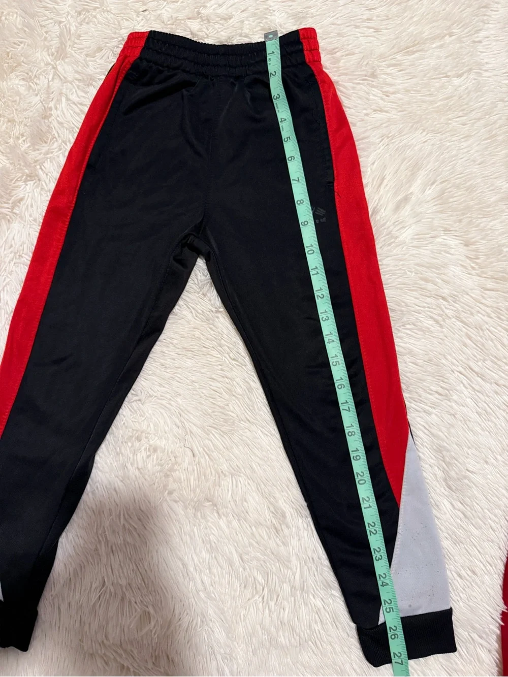 Kids RBX Black Joggers with Red Side Panels and White Accents